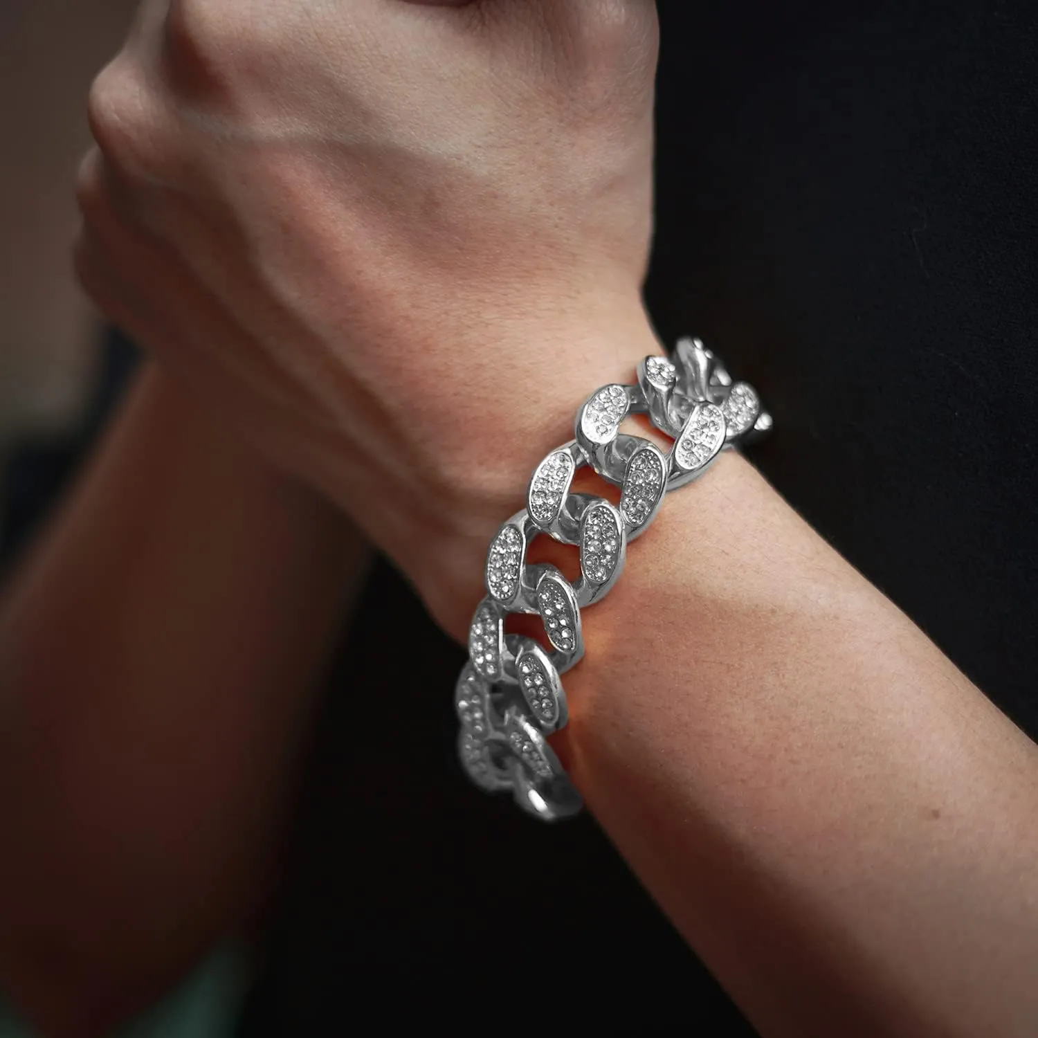Chains for Men Gold with Diamonds Iced Out 20mm Cuban Link 18k Real Gold/White Gold Plated Bracelet Necklace Handmade 7" 8" 8.7" 16" 18" 20" 22" 24" 30" 35" Birthday Gift Party Jewelry