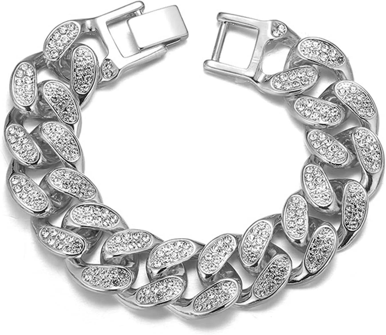 Chains for Men Gold with Diamonds Iced Out 20mm Cuban Link 18k Real Gold/White Gold Plated Bracelet Necklace Handmade 7" 8" 8.7" 16" 18" 20" 22" 24" 30" 35" Birthday Gift Party Jewelry