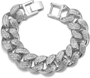 Chains for Men Gold with Diamonds Iced Out 20mm Cuban Link 18k Real Gold/White Gold Plated Bracelet Necklace Handmade 7" 8" 8.7" 16" 18" 20" 22" 24" 30" 35" Birthday Gift Party Jewelry
