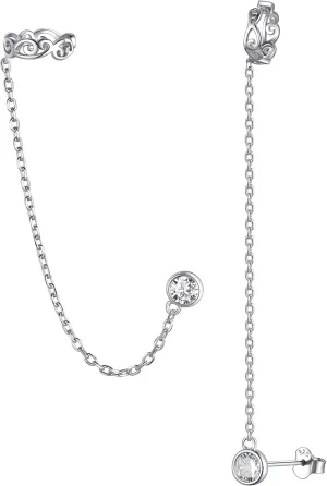 ChicSilver Small Cubic Zirconia Stud Earrings - Celtic Knot Ear Cuff Earrings Chain Sterling Silver Hypoallergenic CZ Earrings Studs Crystal Wrap Earrings for Women Crawler Earrings