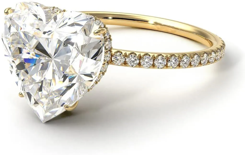 Choose Your Gemstone 18k Gold Plated Ring Heart Shaped Everyday Casual Wear, Party Wear Ring Modern Design Engagement Gift for Women, Girls and Ladies Size : 4,5,6,7,8,9,10,11,12,13