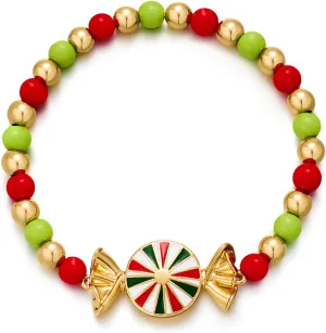 Christmas Bracelet for Women Colorful Christmas Light Bulb Bracelets Cute Christmas Bow Candy Bracelet Xmas Ornament Holiday Bracelet