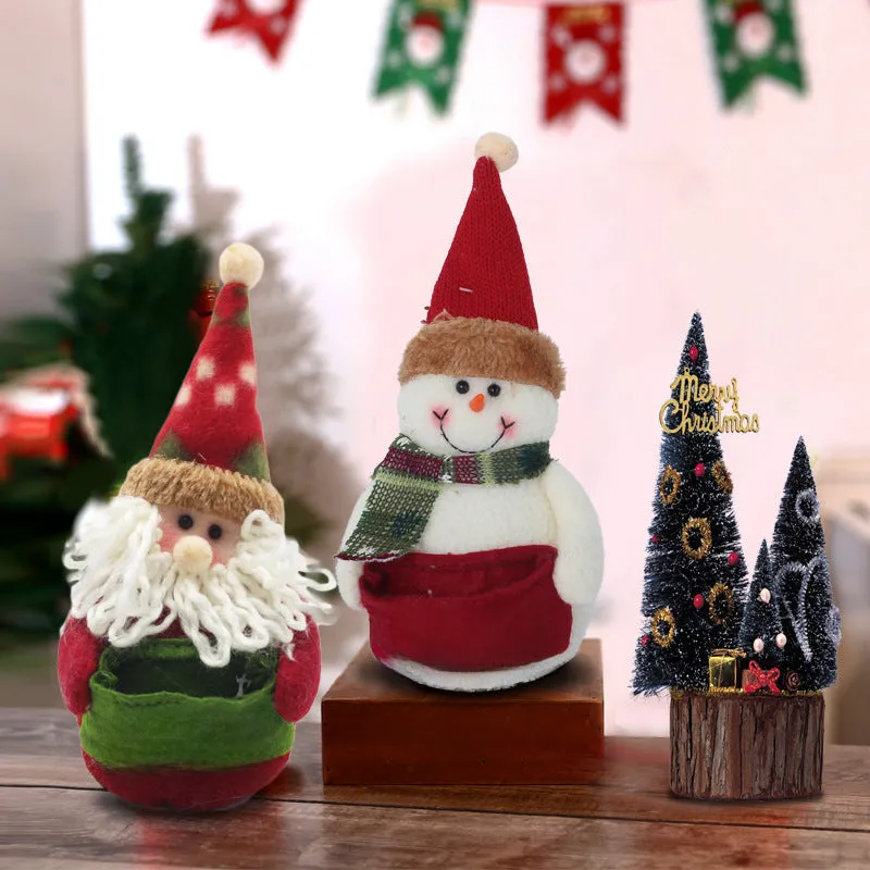 Christmas Snowman and Santa Claus Cartoon Dolls