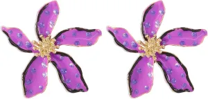Chunky Colourful Flower Stud Earrings,Enamel Geometric Petal Earrings Boho Sweet Drop Oil Flower Earrings Cute Polka Dot Pattern Earrings Summer Statement Earrings Party Jewelry Gift
