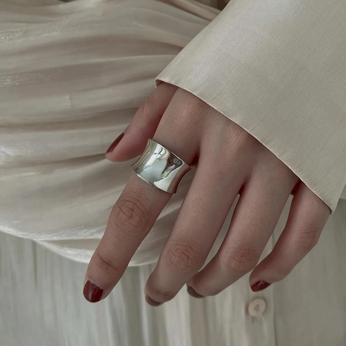 Chunky Gold Rings That Don't Tarnish Size 6-11 Silver Statement Rings for Women Bold Thick Chunky Rings Gold Silver Rings for Women