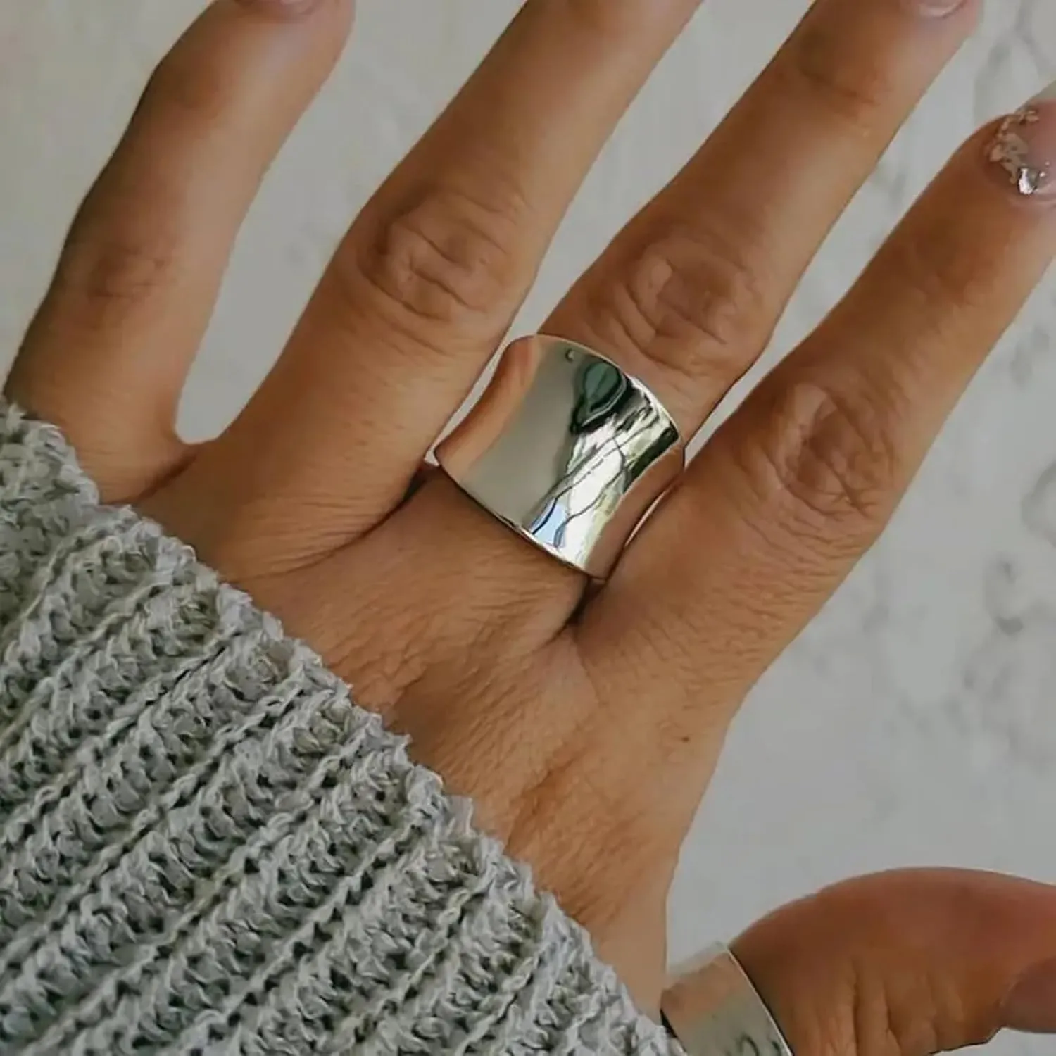 Chunky Gold Rings That Don't Tarnish Size 6-11 Silver Statement Rings for Women Bold Thick Chunky Rings Gold Silver Rings for Women