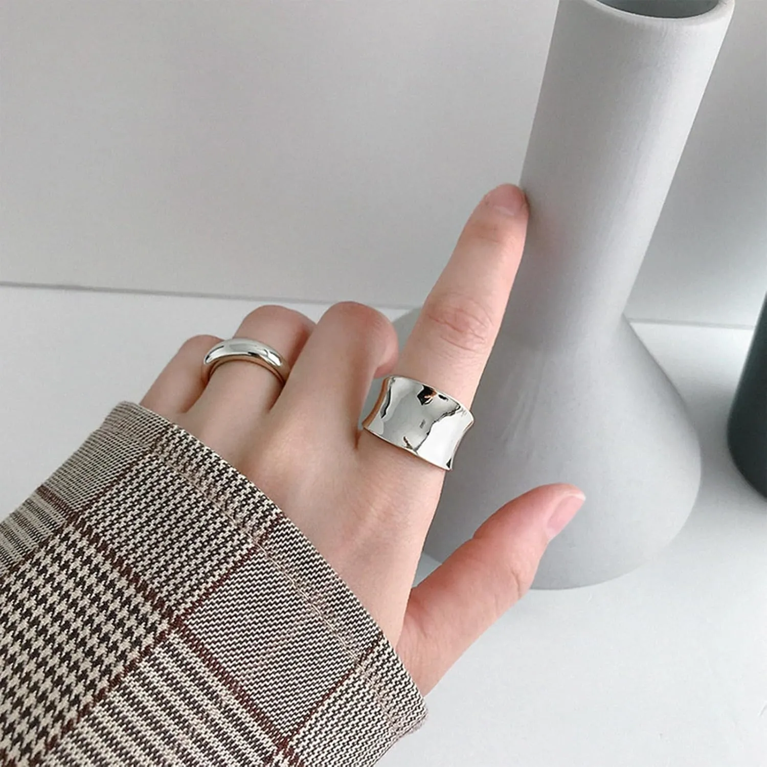 Chunky Gold Rings That Don't Tarnish Size 6-11 Silver Statement Rings for Women Bold Thick Chunky Rings Gold Silver Rings for Women
