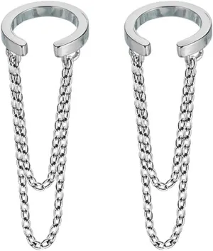 Chunky Silver Chain Cuff Earrings for Women Double Chains Non Piercing Earrings Statement Cartilage Wrap Earrings Prom Ear Jewelry Accessories