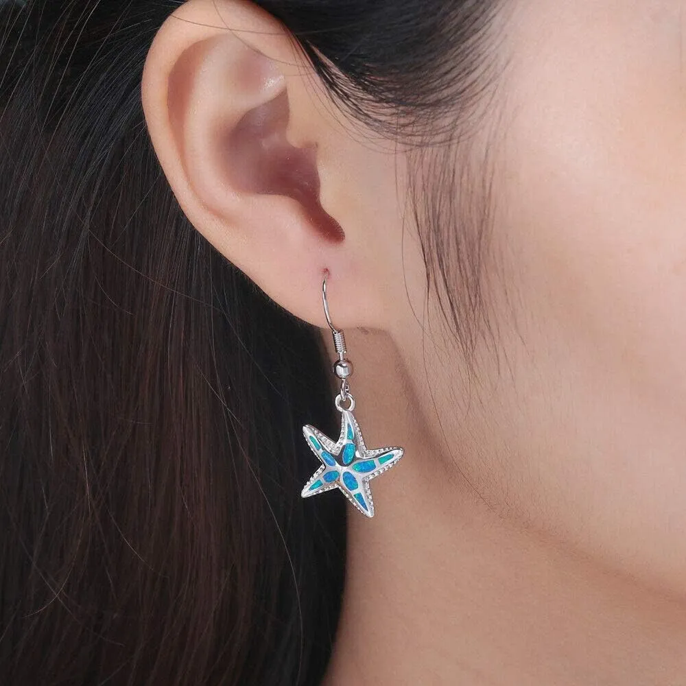 CiNily Dangle Drop Earrings for Women Girls 18K Gold Plated Opal Earrings Sea Jewelry Ocean Earrings