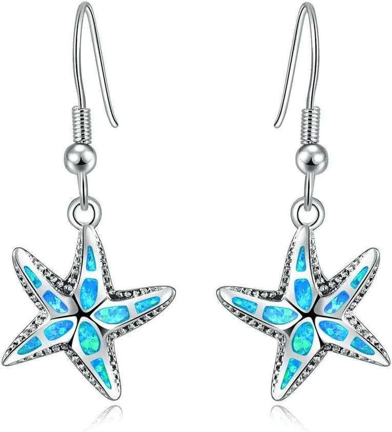 CiNily Dangle Drop Earrings for Women Girls 18K Gold Plated Opal Earrings Sea Jewelry Ocean Earrings