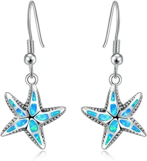 CiNily Dangle Drop Earrings for Women Girls 18K Gold Plated Opal Earrings Sea Jewelry Ocean Earrings
