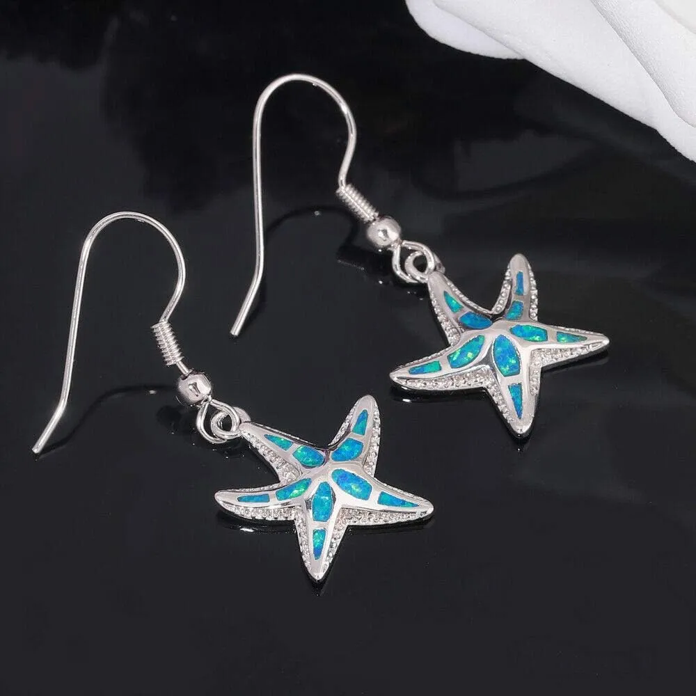 CiNily Dangle Drop Earrings for Women Girls 18K Gold Plated Opal Earrings Sea Jewelry Ocean Earrings