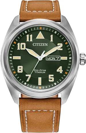 Citizen Men's Sport Casual Garrison 3-Hand Day/Date Eco-Drive Watch, Arabic Markers, Super Titanium, Sapphire Crystal, Field Watch
