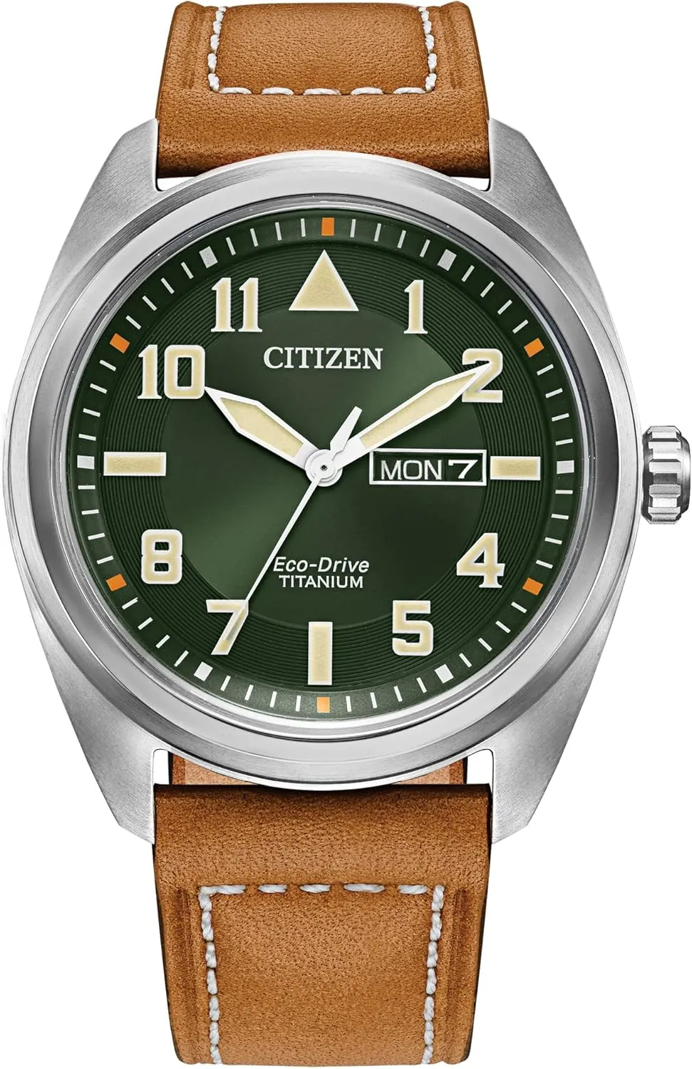 Citizen Men's Sport Casual Garrison 3-Hand Day/Date Eco-Drive Watch, Arabic Markers, Super Titanium, Sapphire Crystal, Field Watch
