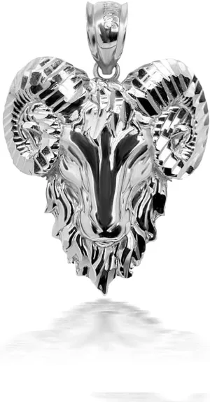 Claddagh Gold - Certified 925 Sterling Silver Aries Zodiac Sign Ram Head Necklace Pendant