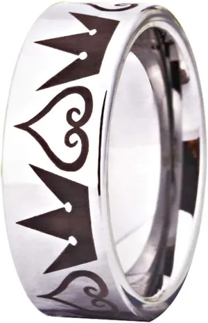 CLOUD DANCER Cosplay Jewelry 8mm Silver Pipe Kingdom Hearts & Crowns Design Ring Wedding Ring Engagement Ring-Free Inside Engraving