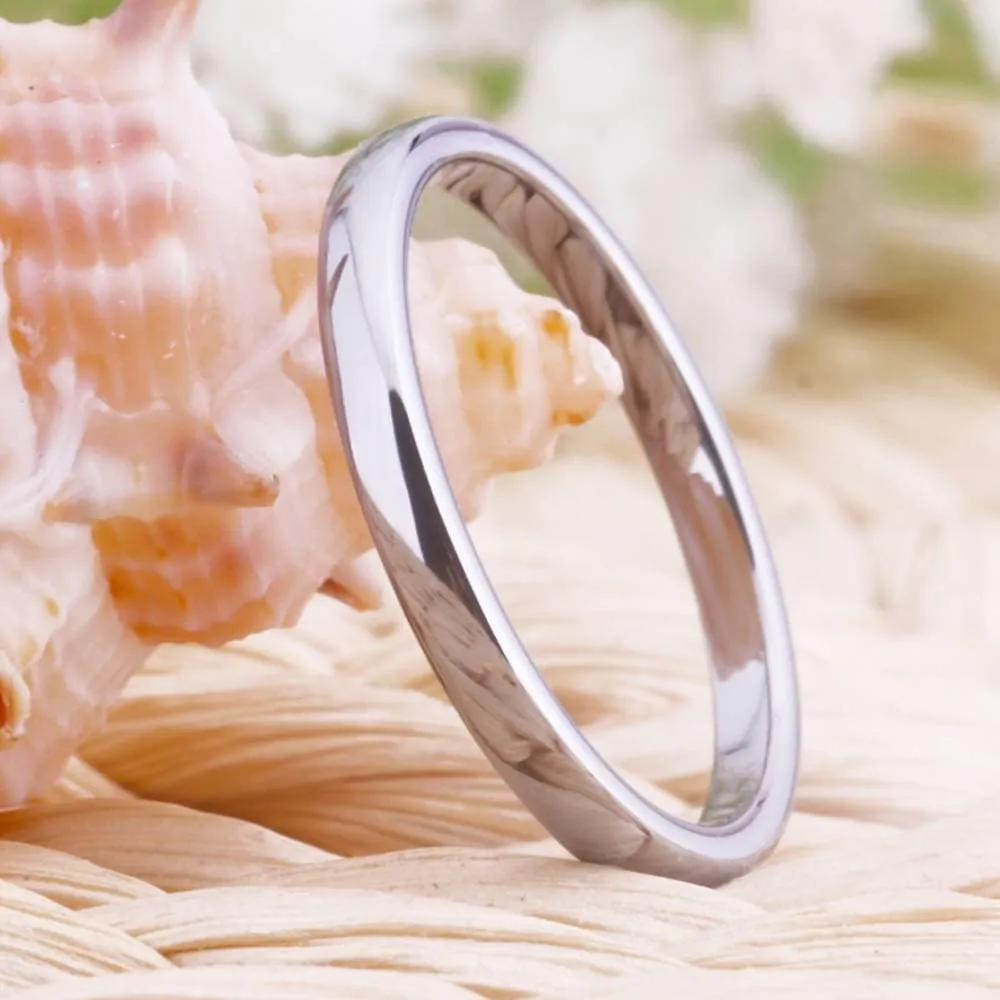 CLOUD DANCER Glory 2mm Rose Gold Tone Polish Comfort Fit Thin Domed Tungsten Carbide Ring Wedding Band-Free Customized Engraving