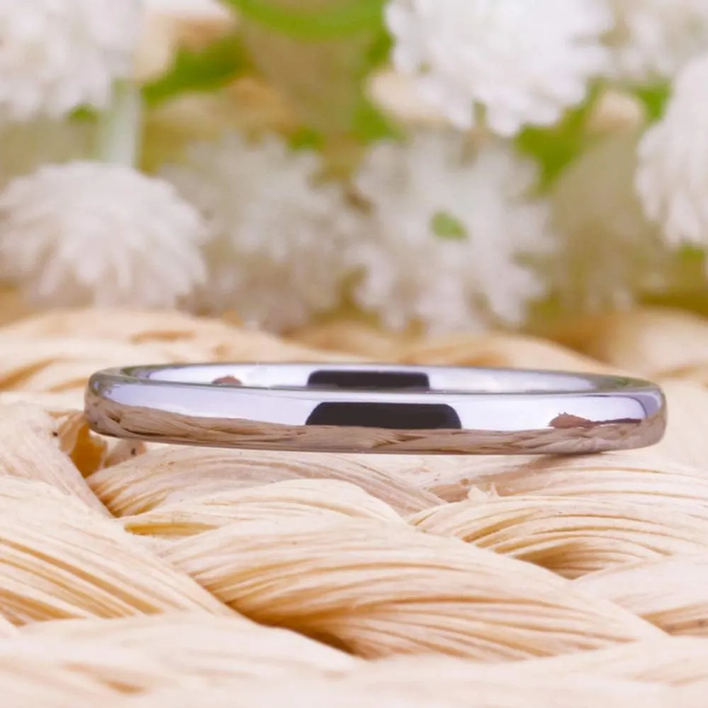 CLOUD DANCER Glory 2mm Rose Gold Tone Polish Comfort Fit Thin Domed Tungsten Carbide Ring Wedding Band-Free Customized Engraving