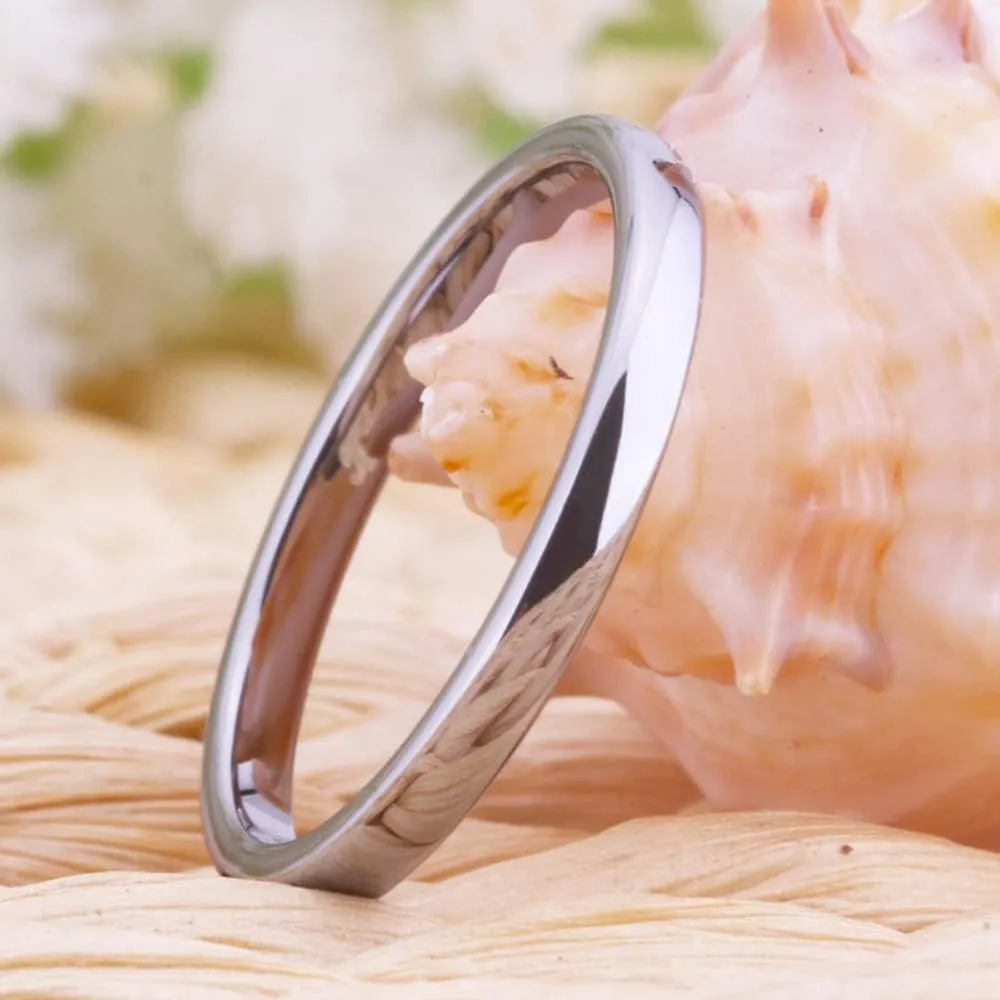 CLOUD DANCER Glory 2mm Rose Gold Tone Polish Comfort Fit Thin Domed Tungsten Carbide Ring Wedding Band-Free Customized Engraving