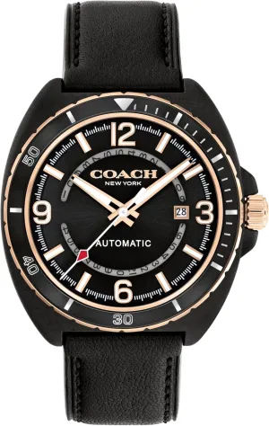 COACH Charter Men's Sport Automatic Watch - Calfskin Leather Strap - Self-Winding - Premium Fashion - Gift for Him, 44.5mm