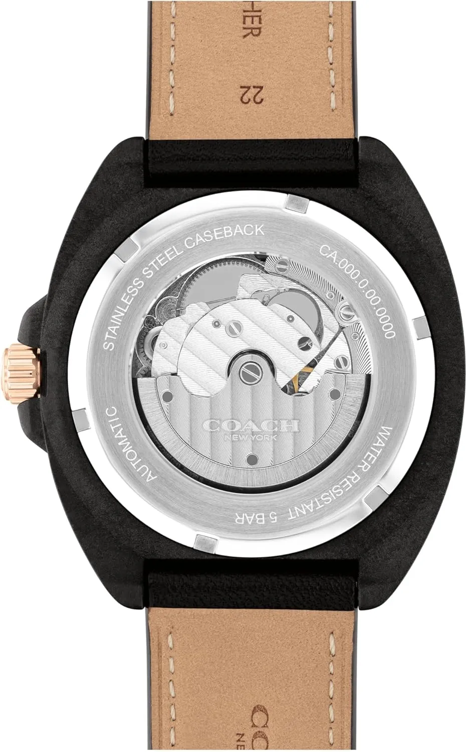 COACH Charter Men's Sport Automatic Watch - Calfskin Leather Strap - Self-Winding - Premium Fashion - Gift for Him, 44.5mm