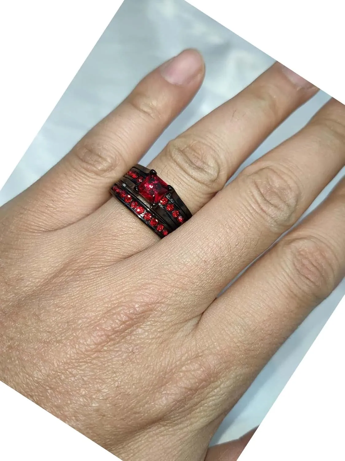Couple Rings His Her Wedding Ring Sets Matching Rings Purple CZ Black Rings Titanium Men Ring
