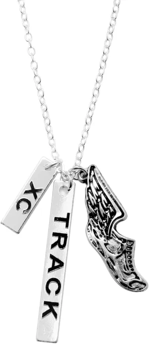 Cross Country Runner Necklace - Track & XC Gifts, 25 Inch Stainless Steel Cable Chain