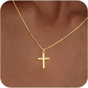 Cross Necklace for Women, Dainty Gold Necklace Cross 14k Gold Cross Necklaces for Women Trendy Diamond Crown Cross Choker Pendant Necklaces Religious Christian Baptism Faith Jewelry