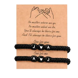 Custom Couple Set Bracelets, Initial Letter, 2 Pcs, Personalized Pink Promise Handmade Best Friends Bracelet,Valentines & Mother's Day Gift