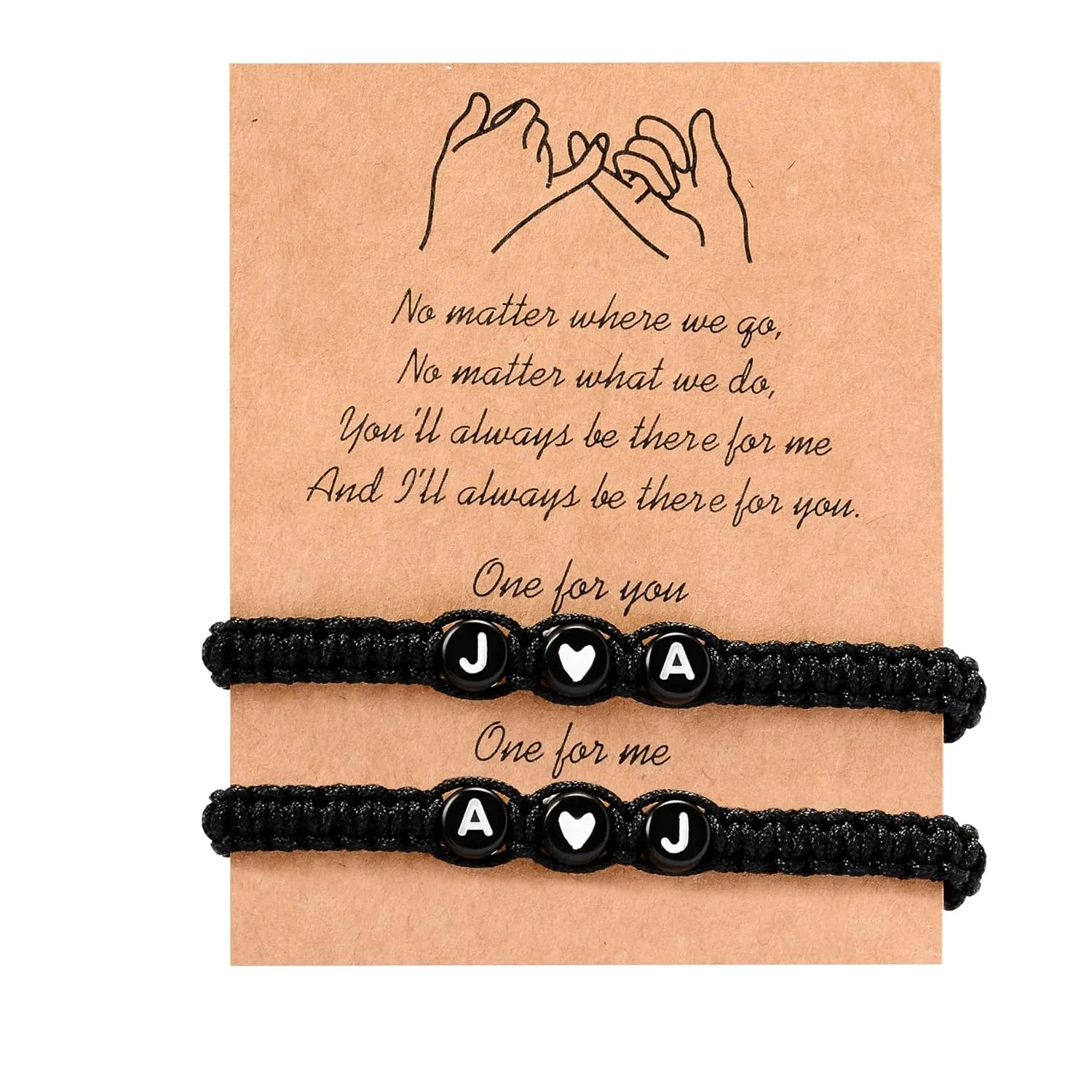 Custom Couple Set Bracelets, Initial Letter, 2 Pcs, Personalized Pink Promise Handmade Best Friends Bracelet,Valentines & Mother's Day Gift