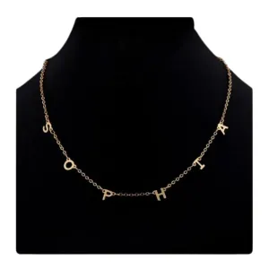 Custom Name Necklace Personalized 925 Sterling Silver or Stainless Steel Initial Choker Name Necklace Dainty Customize Letter Necklace for Women Girl (Gold)