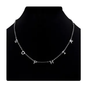 Custom Name Necklace Personalized 925 Sterling Silver or Stainless Steel Initial Choker Name Necklace Dainty Customize Letter Necklace for Women Girl (Silver)