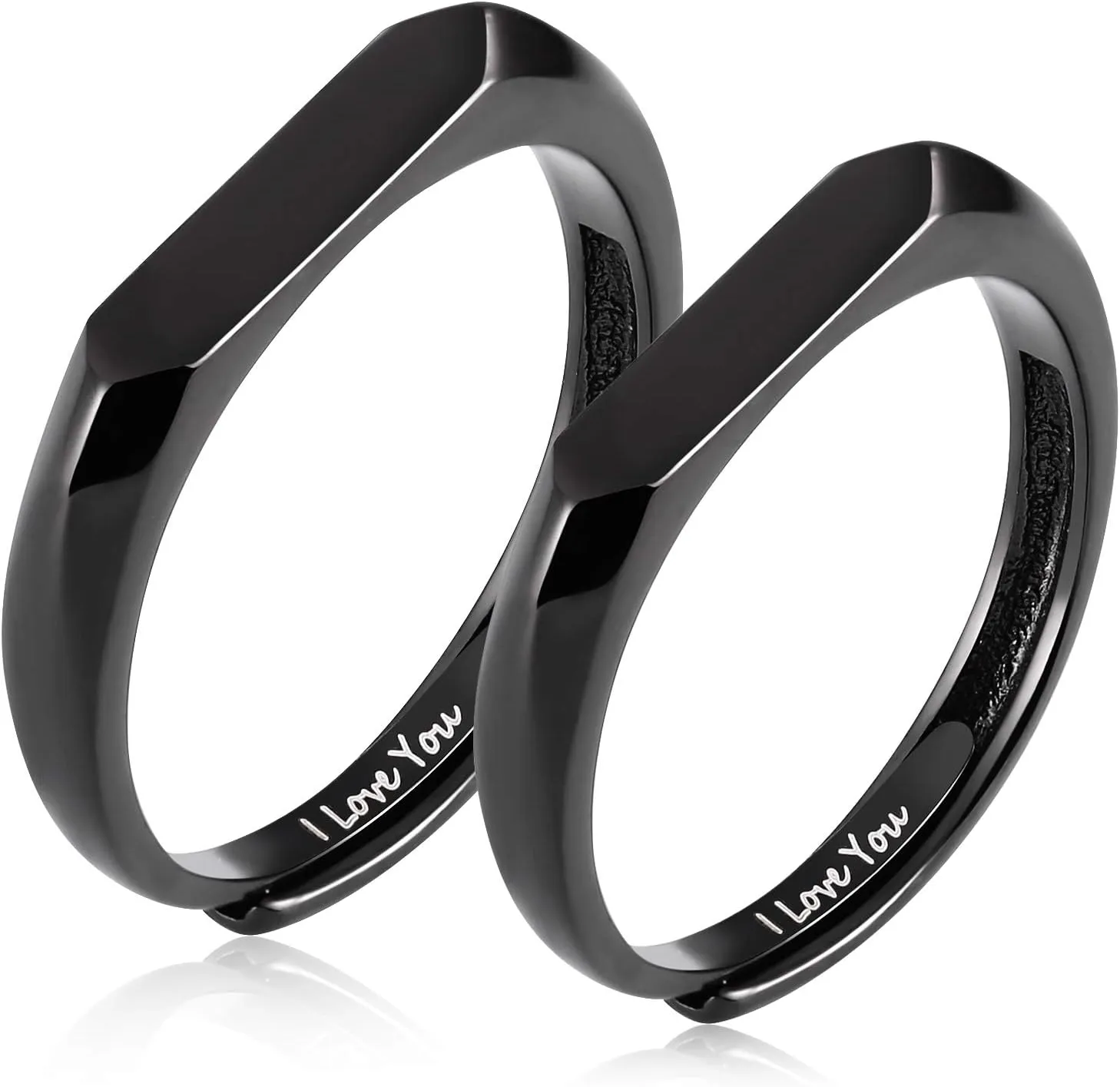Daesar His & Hers Matching Rings Engraved I Love You Adjustable Rings Engagement S925 Sterling Silver Rings Wedding Band