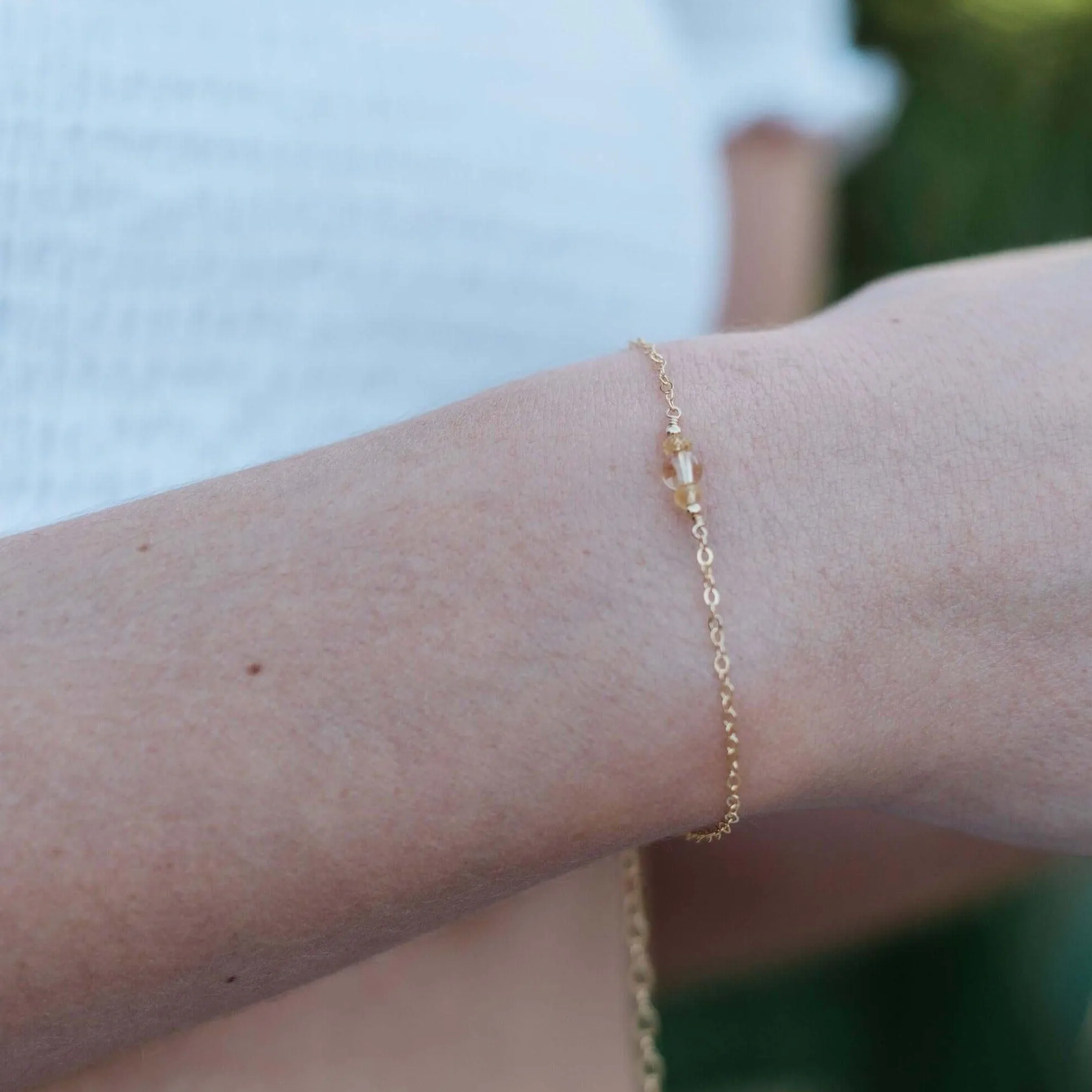 Dainty Citrine Gemstone Bracelet