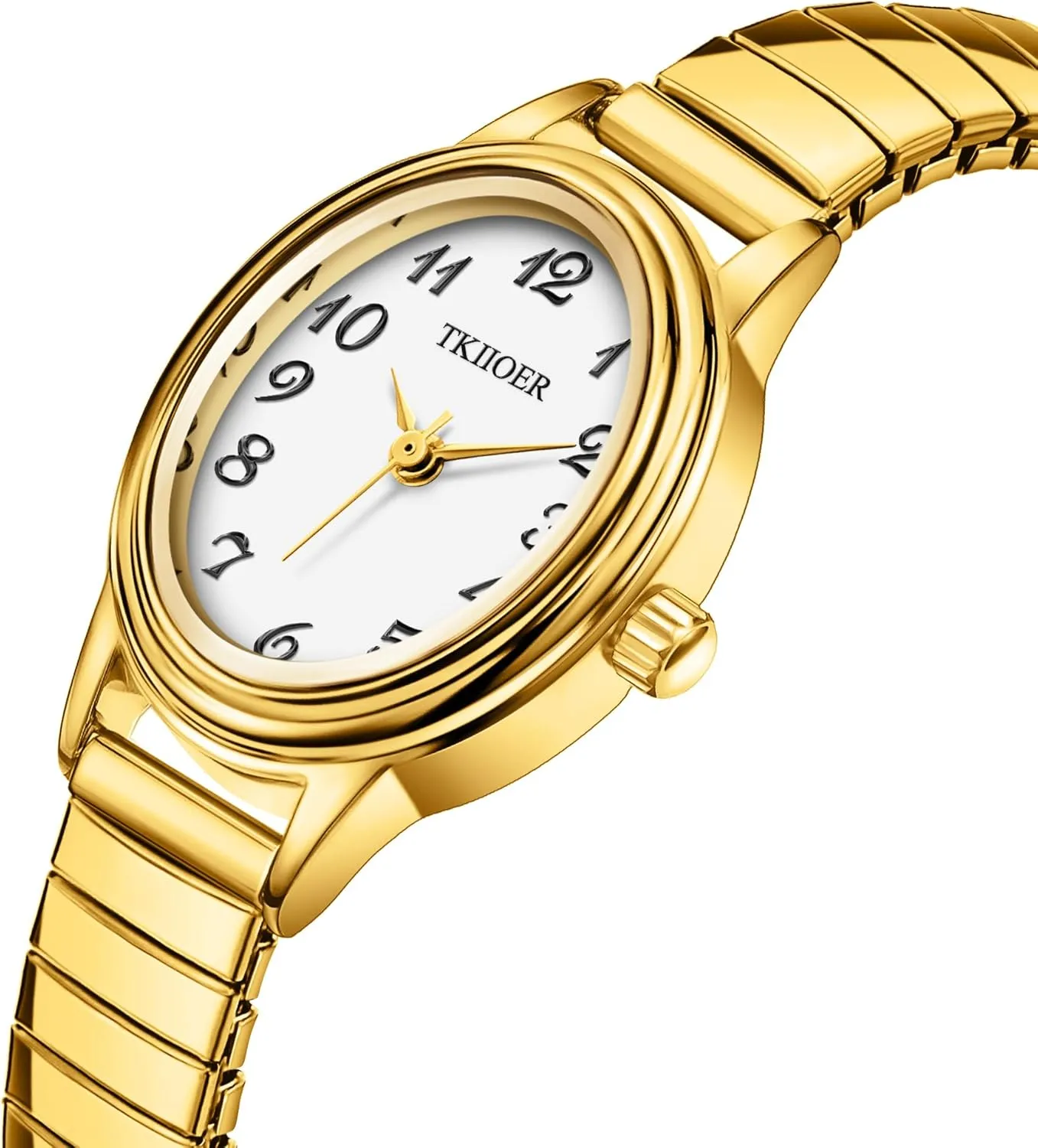 Dainty Gold Watches for Women, Easy to Read Ladies Analog Watch, 30M Waterproof, Luminous Dial, Stainless Steel Stretch Expansion Strap