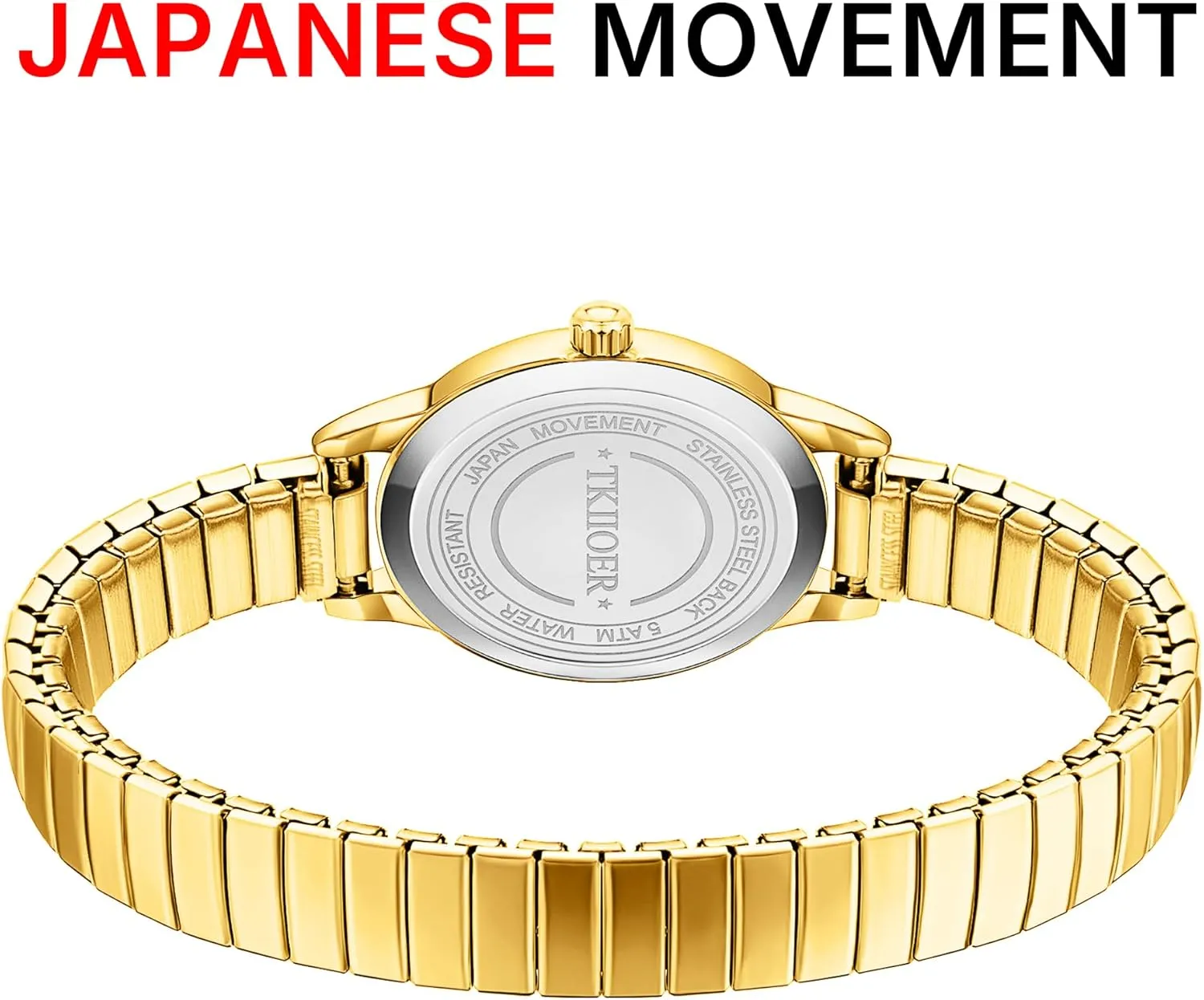Dainty Gold Watches for Women, Easy to Read Ladies Analog Watch, 30M Waterproof, Luminous Dial, Stainless Steel Stretch Expansion Strap