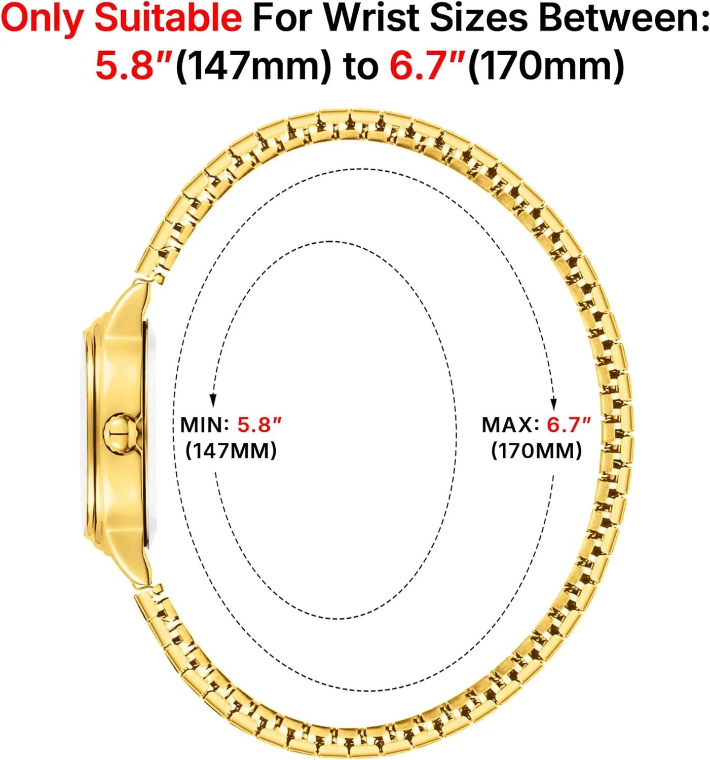 Dainty Gold Watches for Women, Easy to Read Ladies Analog Watch, 30M Waterproof, Luminous Dial, Stainless Steel Stretch Expansion Strap