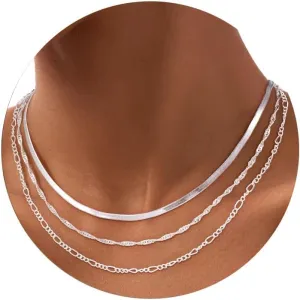 Dainty Gold/Sliver Layered Necklaces for Women,14K Gold/Sterling Silver Plated Paperclip Cuban Satellite Twisted Rope Chain Choker Necklaces Hypoallergenic Jewelry Gift for Women Non Tarnish