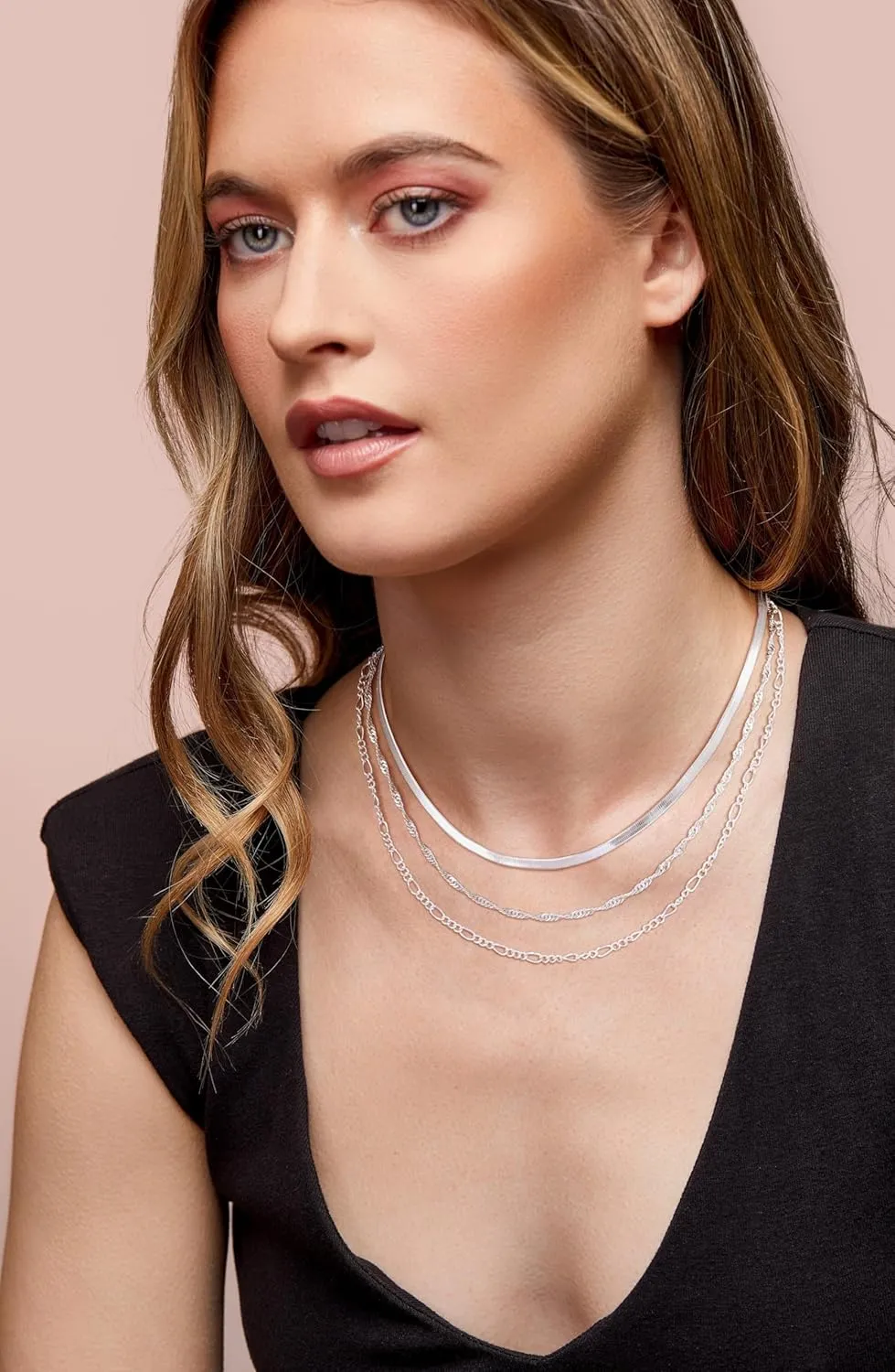 Dainty Gold/Sliver Layered Necklaces for Women,14K Gold/Sterling Silver Plated Paperclip Cuban Satellite Twisted Rope Chain Choker Necklaces Hypoallergenic Jewelry Gift for Women Non Tarnish