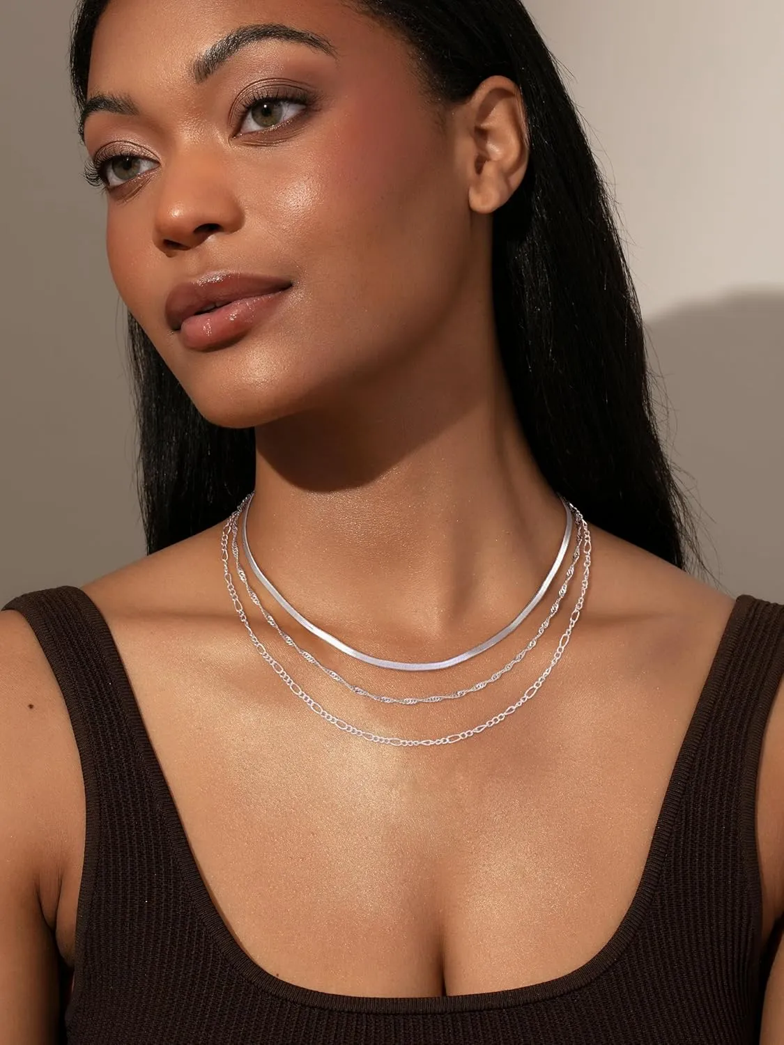 Dainty Gold/Sliver Layered Necklaces for Women,14K Gold/Sterling Silver Plated Paperclip Cuban Satellite Twisted Rope Chain Choker Necklaces Hypoallergenic Jewelry Gift for Women Non Tarnish