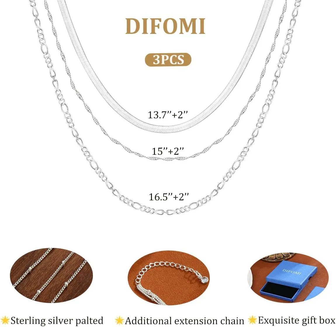 Dainty Gold/Sliver Layered Necklaces for Women,14K Gold/Sterling Silver Plated Paperclip Cuban Satellite Twisted Rope Chain Choker Necklaces Hypoallergenic Jewelry Gift for Women Non Tarnish