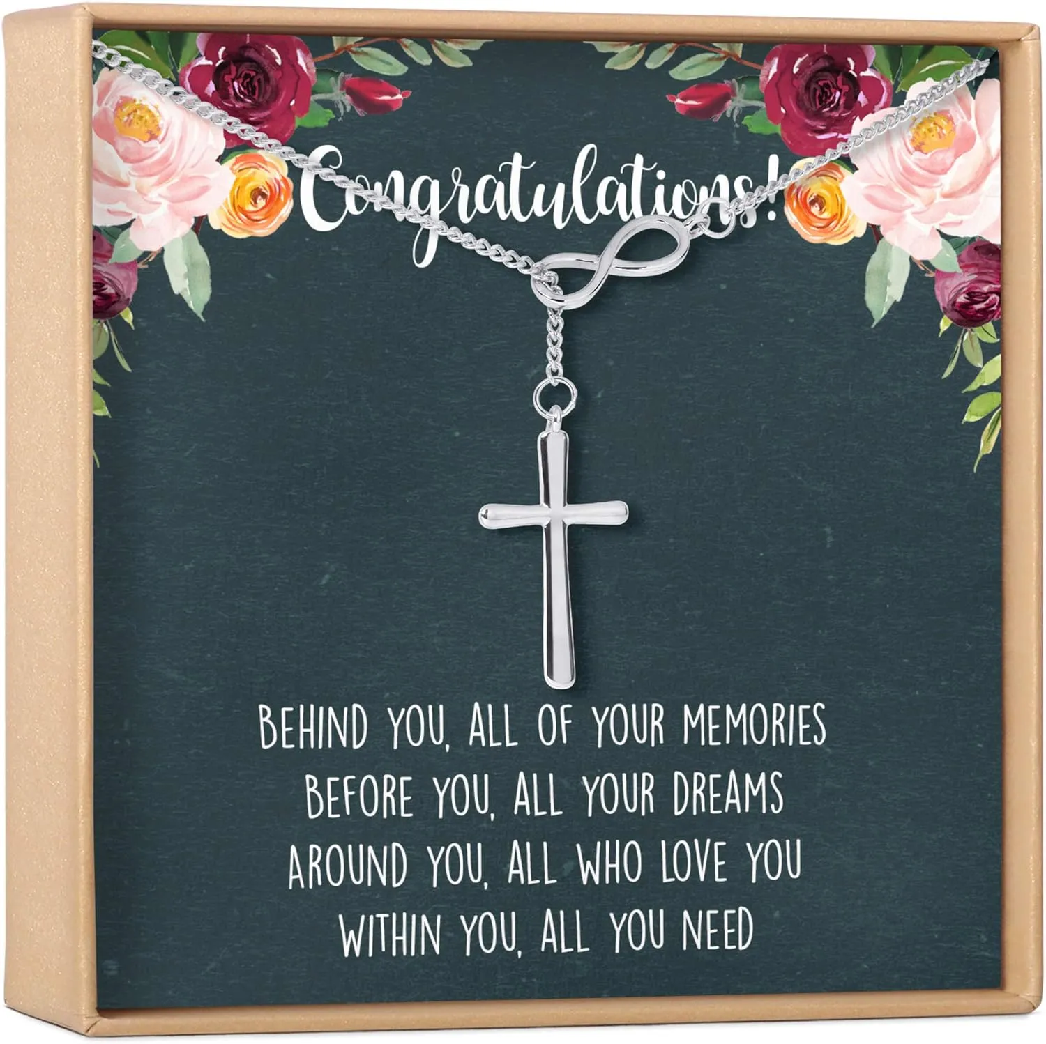 Dear Ava Infinity Congratulations Necklace | Prefect Gifts For Women and Girls | Modern Jewelry Pendant with Heartfelt Card | Graduation Pregnancy Anniversary Wedding Gift for Daughter Friend Sister