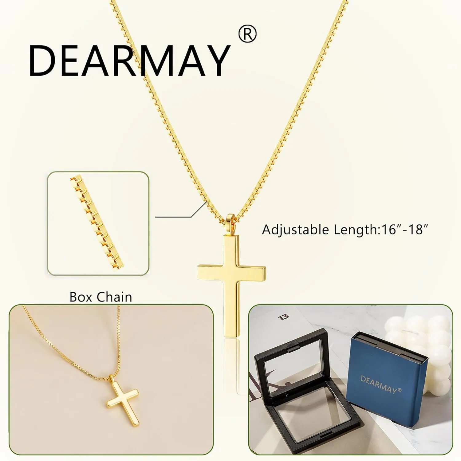 DEARMAY Dainty Cross Necklace for Women, Dainty 14k Gold Filled/Silver Cross Necklaces Simple Layered Small Cross Choker Necklace Thin Chain Necklaces Aesthetic Jewelry for Women Gift