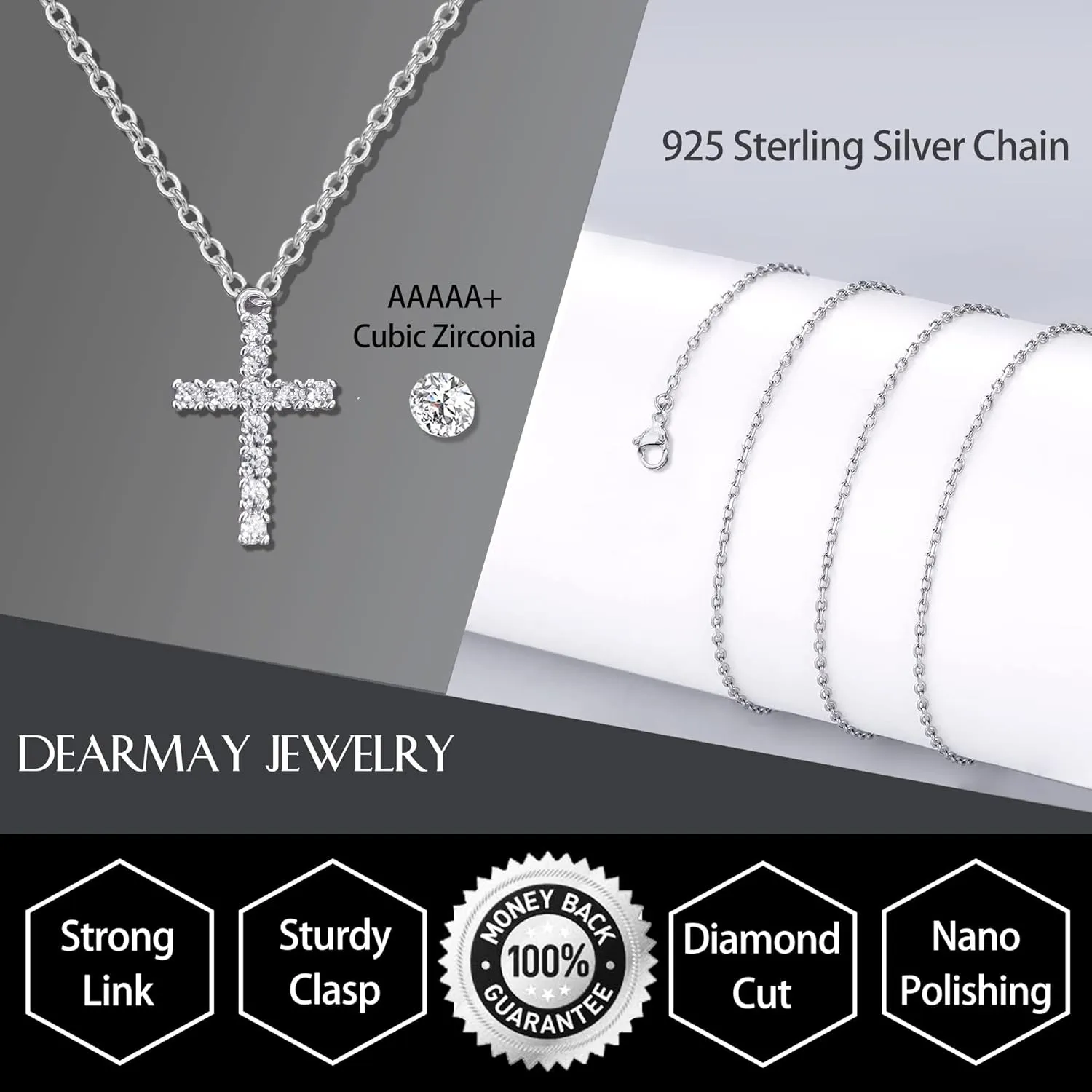 DEARMAY Dainty Cross Necklace for Women, Dainty 14k Gold Filled/Silver Cross Necklaces Simple Layered Small Cross Choker Necklace Thin Chain Necklaces Aesthetic Jewelry for Women Gift