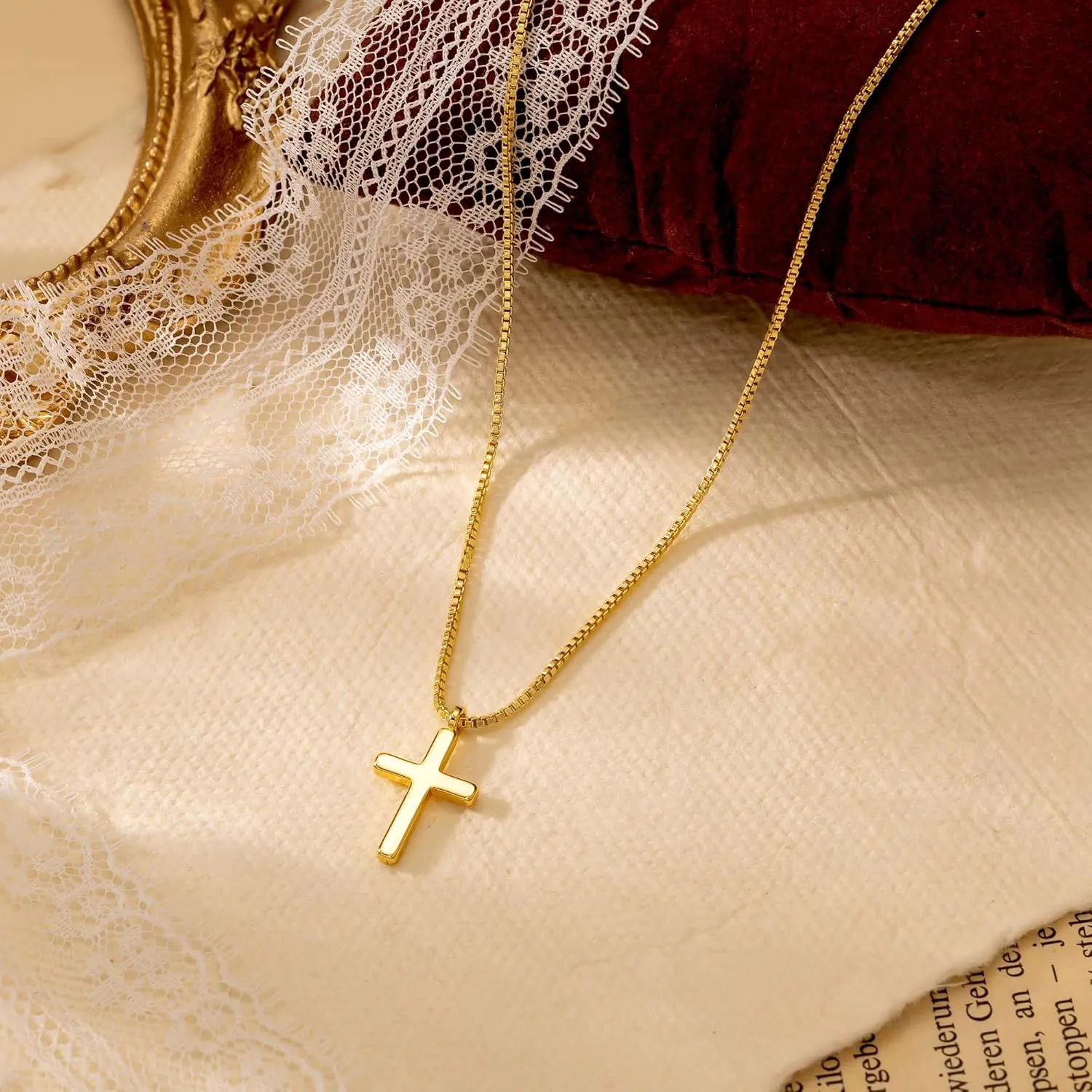 DEARMAY Dainty Cross Necklace for Women, Dainty 14k Gold Filled/Silver Cross Necklaces Simple Layered Small Cross Choker Necklace Thin Chain Necklaces Aesthetic Jewelry for Women Gift