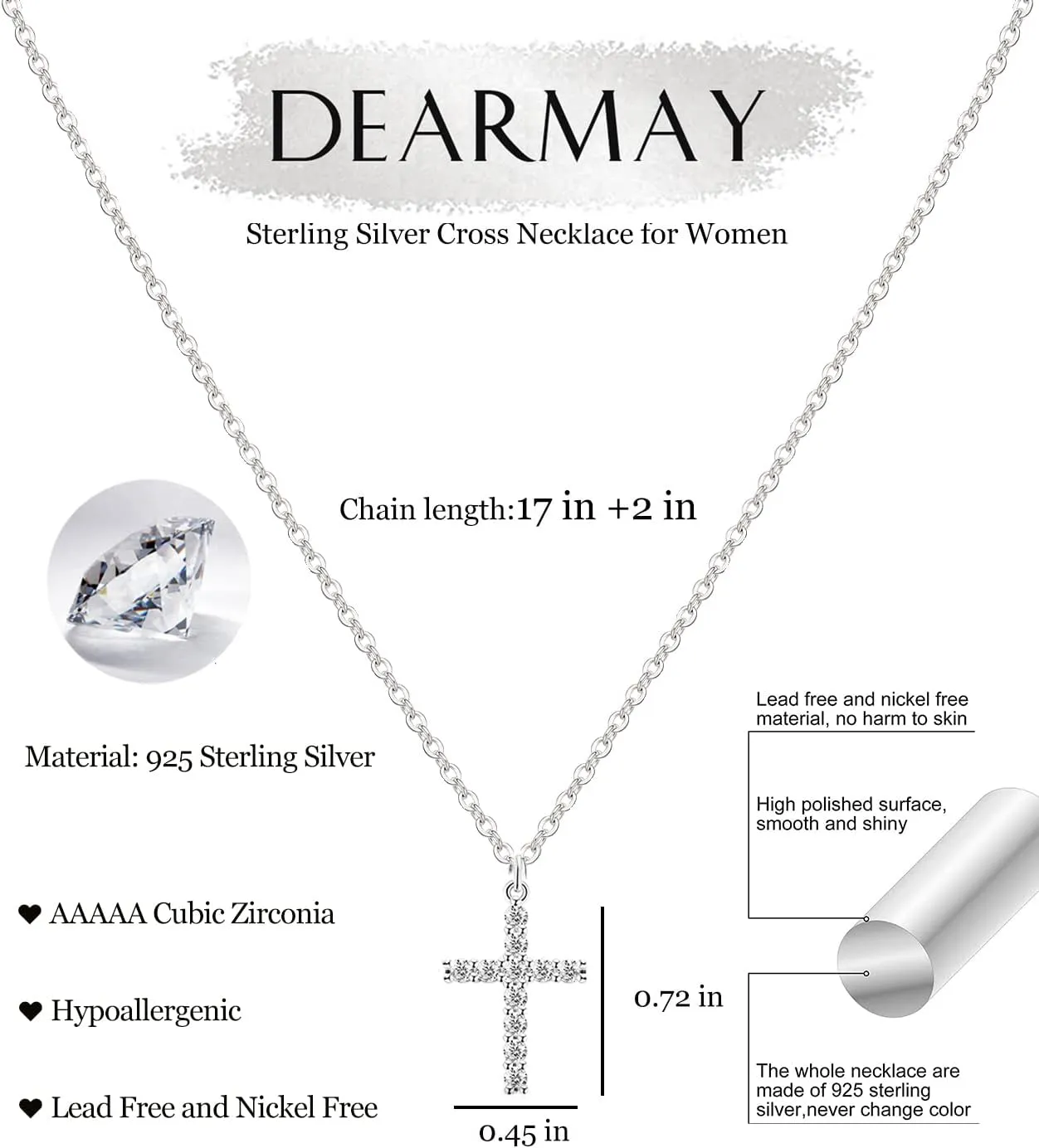 DEARMAY Dainty Cross Necklace for Women, Dainty 14k Gold Filled/Silver Cross Necklaces Simple Layered Small Cross Choker Necklace Thin Chain Necklaces Aesthetic Jewelry for Women Gift