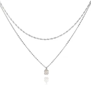 Diamond Necklace For Women, Gold Plated Double Layer Necklace Diamond Pendant Necklace Dainty Gold Necklace for Women Fashion Jewelry Gifts