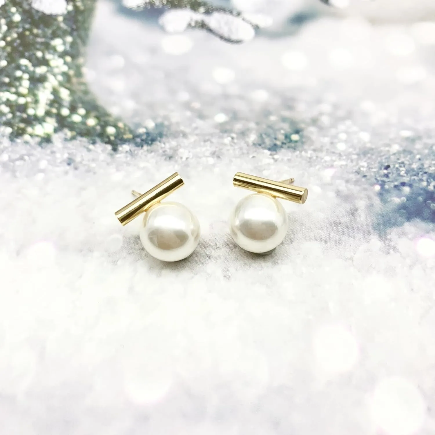 Double Ball Jacket Earrings for Women Girls Front Back 2 in 1 Stud Earrings Pearl Ball Earrings
