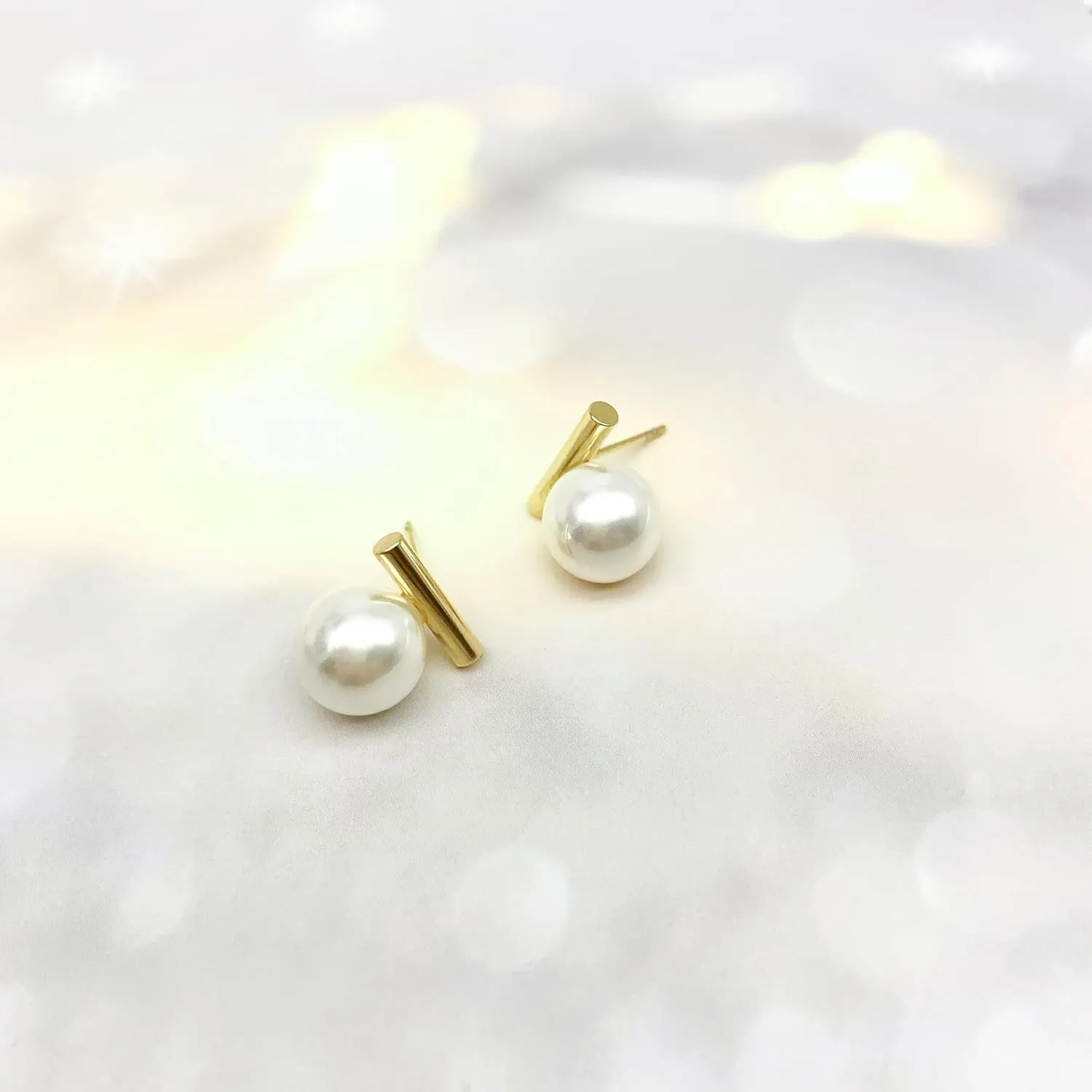 Double Ball Jacket Earrings for Women Girls Front Back 2 in 1 Stud Earrings Pearl Ball Earrings