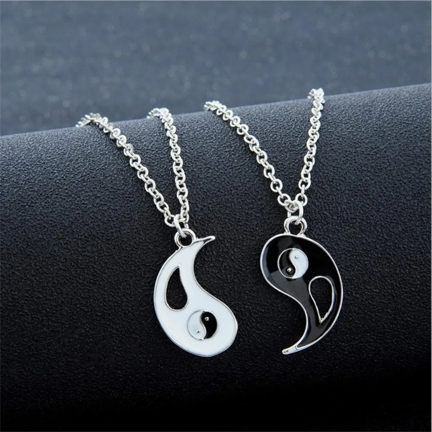 Dreuyet Yinyang Pendant Necklace for Women Mens Stainless Steel Bff Couples Chain Personalized Matching Puzzle Diagrams Best Friend Necklaces for Valentines Birthday Thanksgiving Christmas